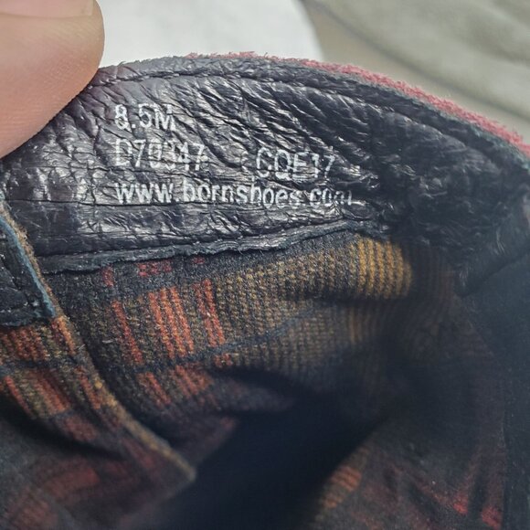 Born Shoes Womens Size 8.5 Burgundy Red Suede Cross Fringe Zip Boots - Picture 3 of 11